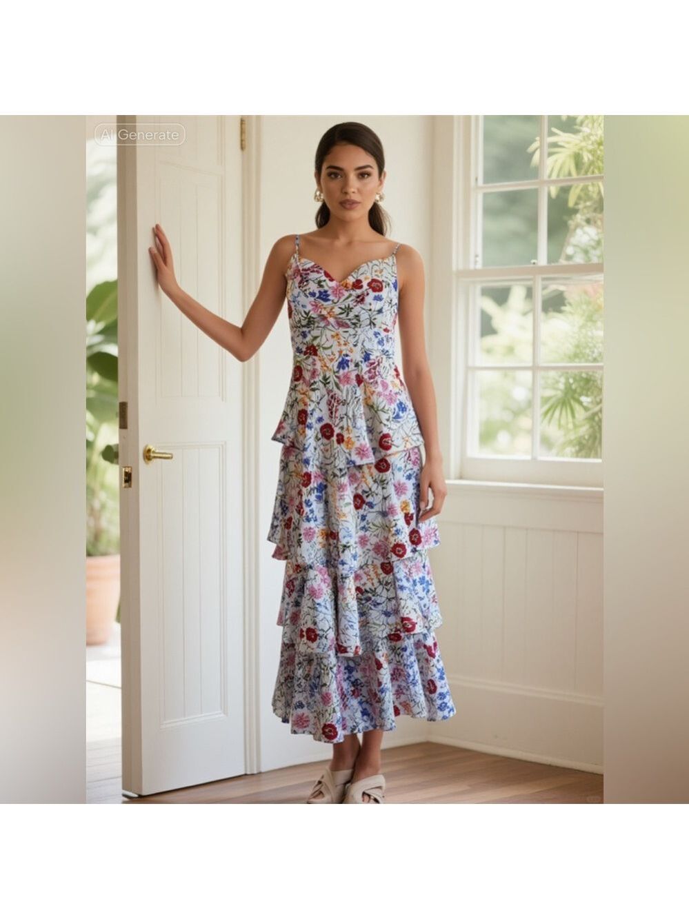 Skies Are Blue Floral Tiered Maxi Dress size XS - Picture 2 of 11